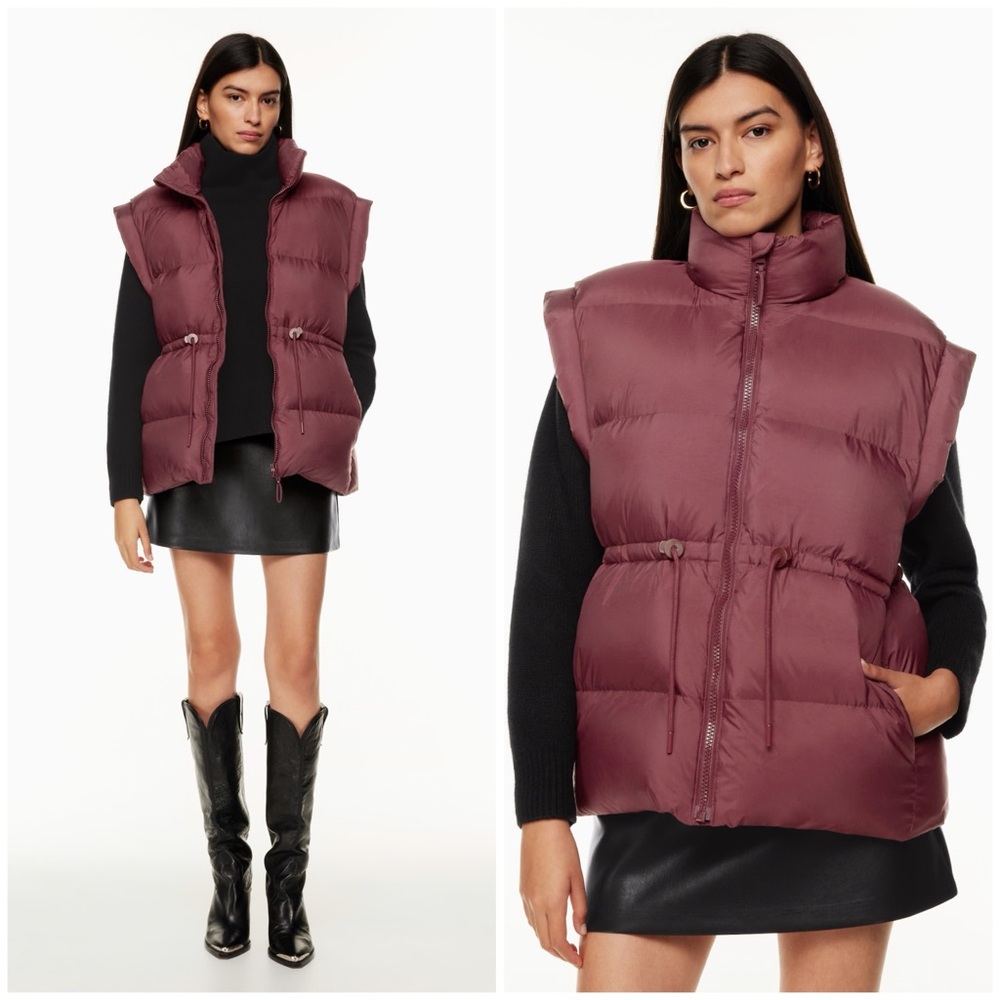 Aritzia Wilfred Laramie Puffer Vest in Merlot Red Size XS